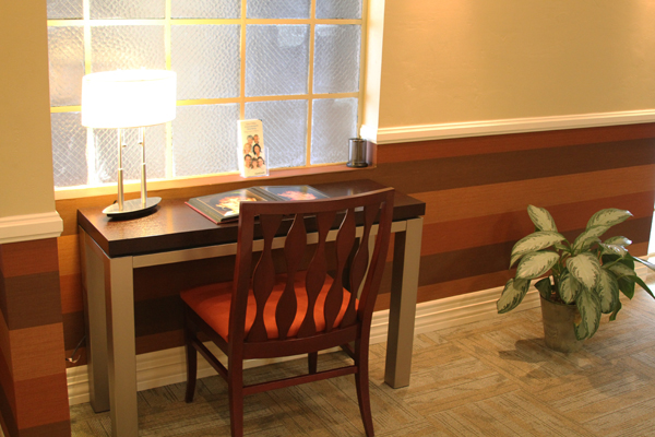 A personal desk is provided for your use